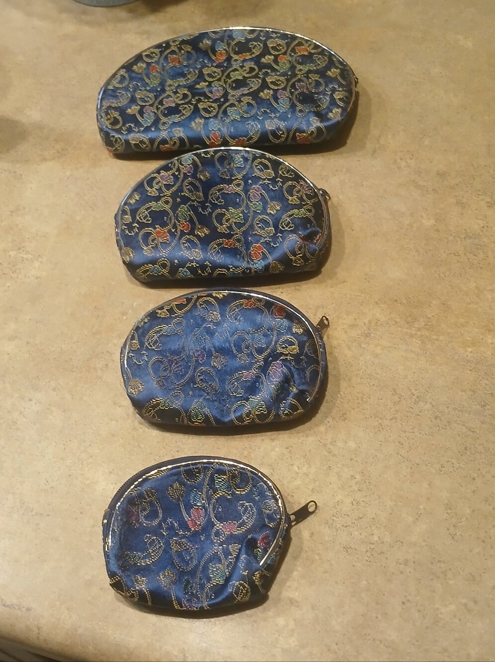 Nesting Chinese-Inspired Paisley Pouches Set Of Four